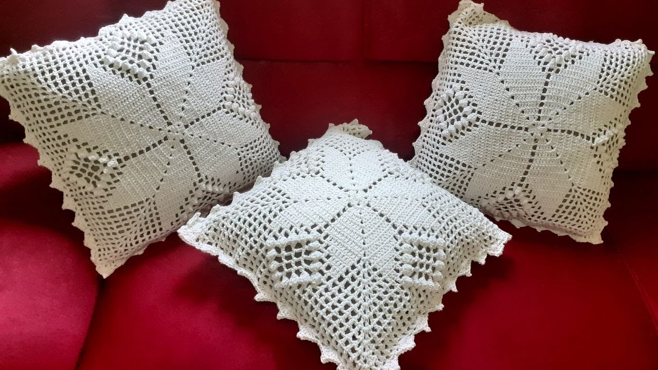 CAPA DE ALMOFADA  COM PONTO PIPOCA Parte 3 #003 crochê
