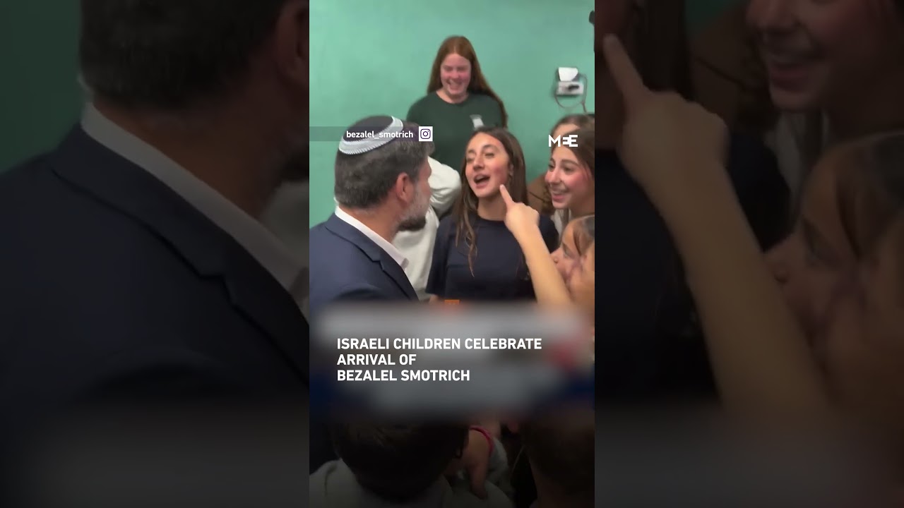Israeli children celebrate arrival of Bezalel Smotrich