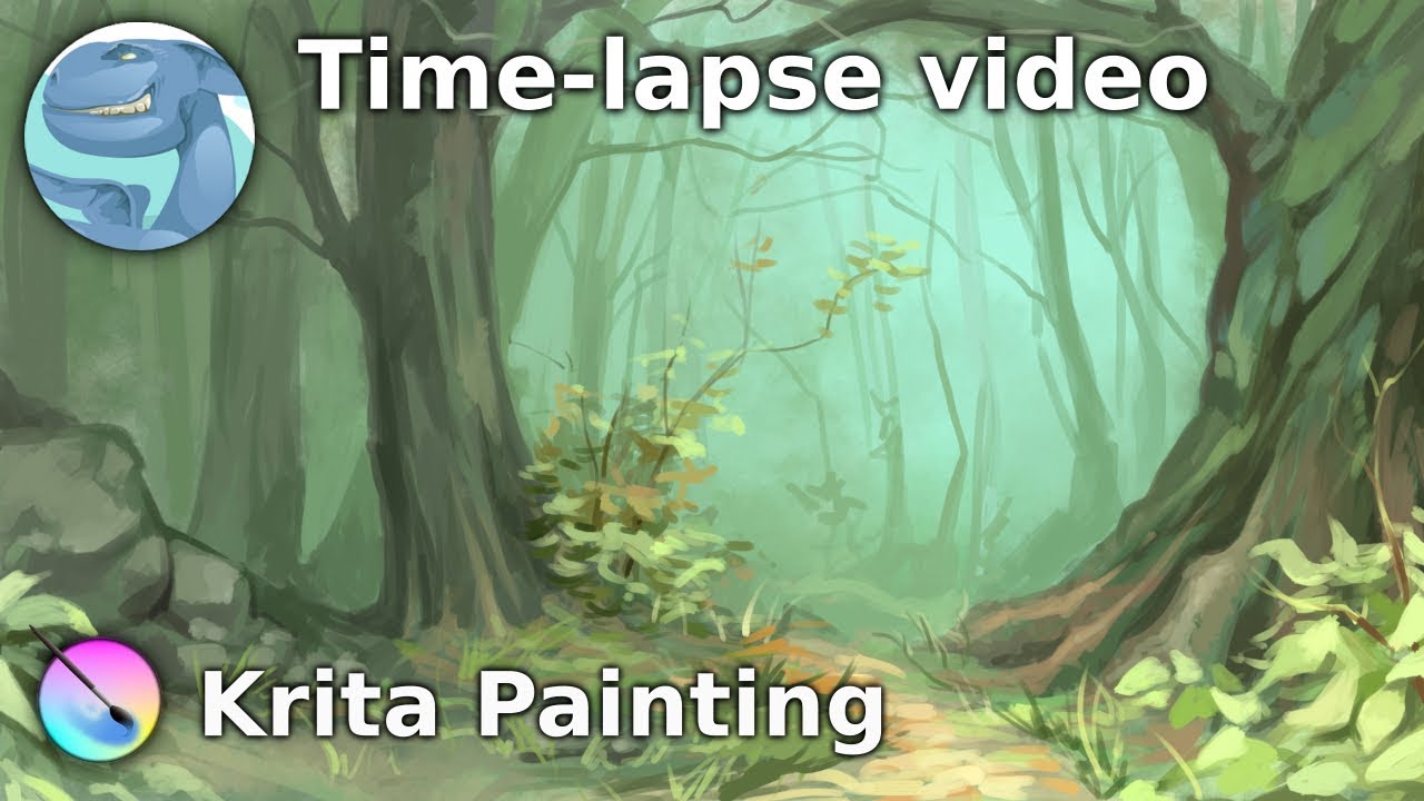Forest landscape. Speed art with Krita.