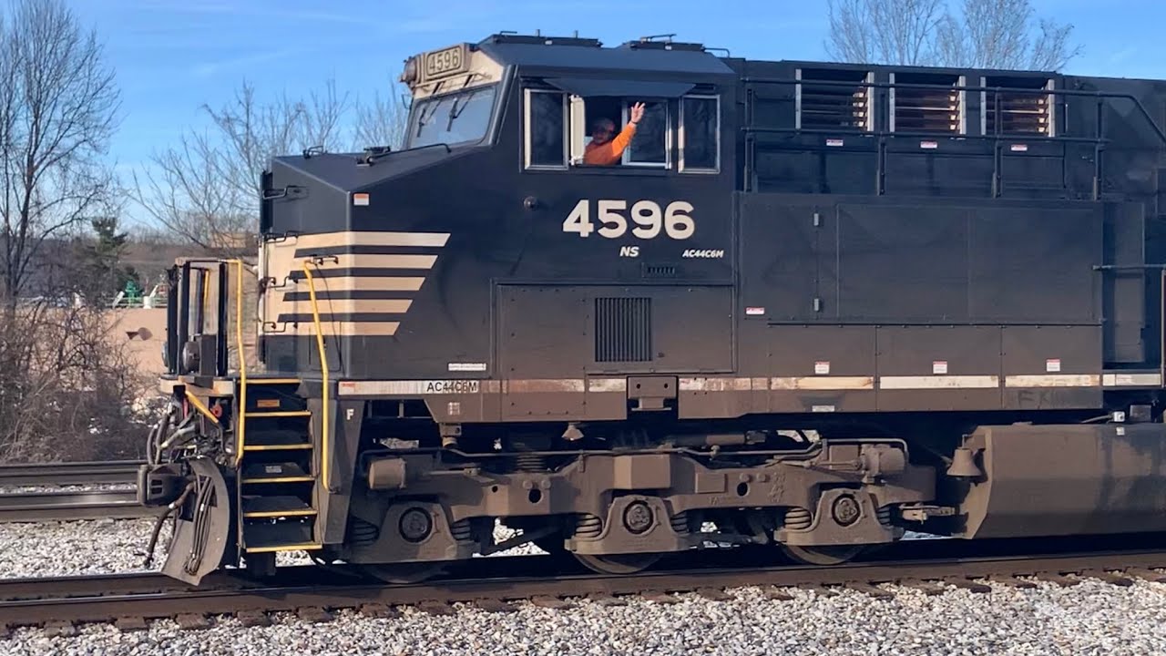 Friendly Conductor & Trains Race On Bridge Over Mill Creek!  CSX Versus Norfolk Southern, Cincinnati
