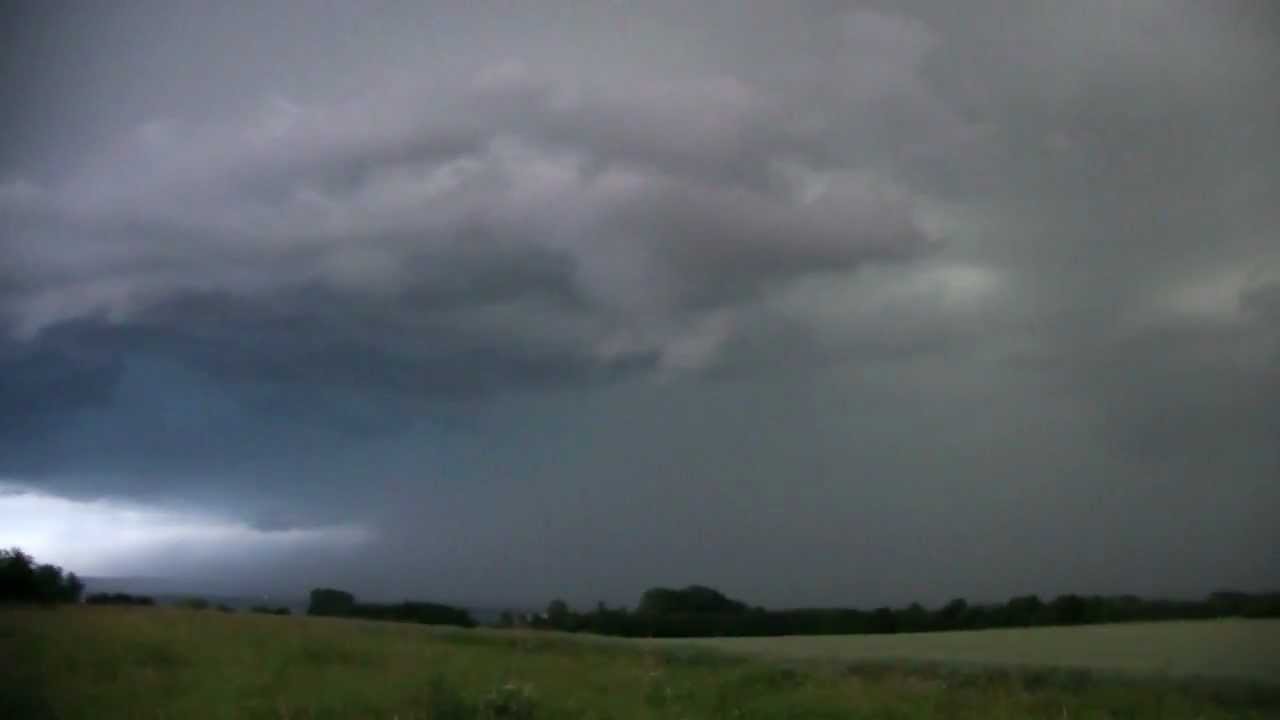 Severe thunderstorm 06/21/2012 Strong lightning and storm Swabian Jura/Danube river