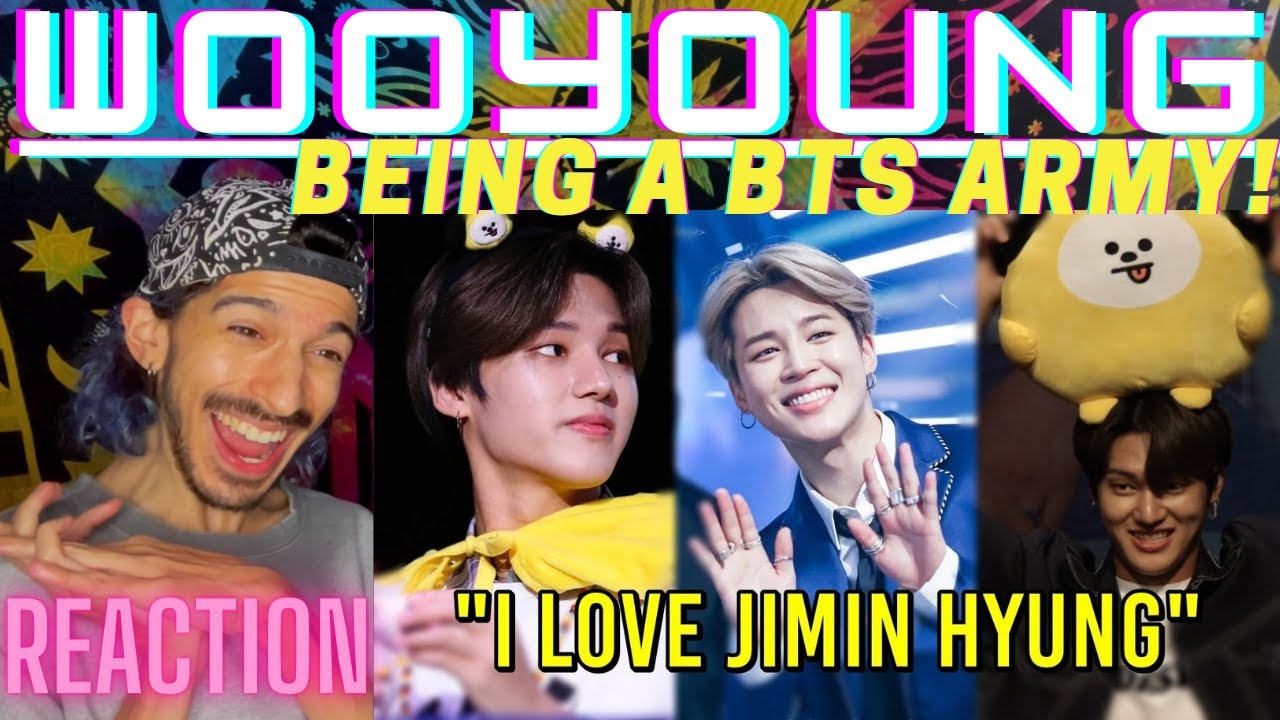ATEEZ Wooyoung being a BTS ARMY for 8 minutes straight | REACTION