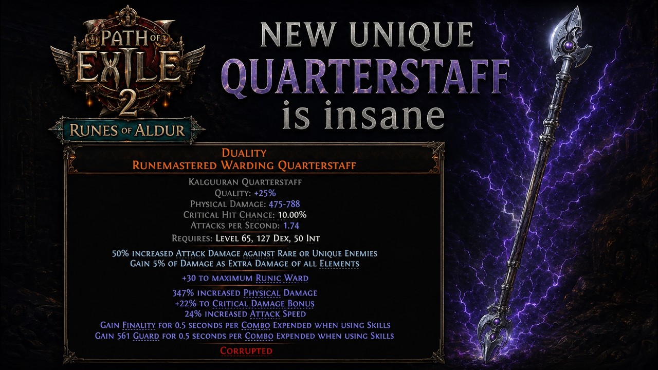 New 1k DPS unique Quarterstaff is crazy | 0.5 Runes of Aldur
