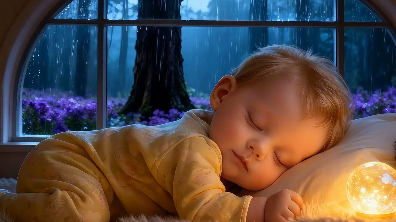 Baby Sleep Music with Gentle Rain Sounds🎶 Mozart & Brahms Lullaby | Sleep in 3 Minutes 😴