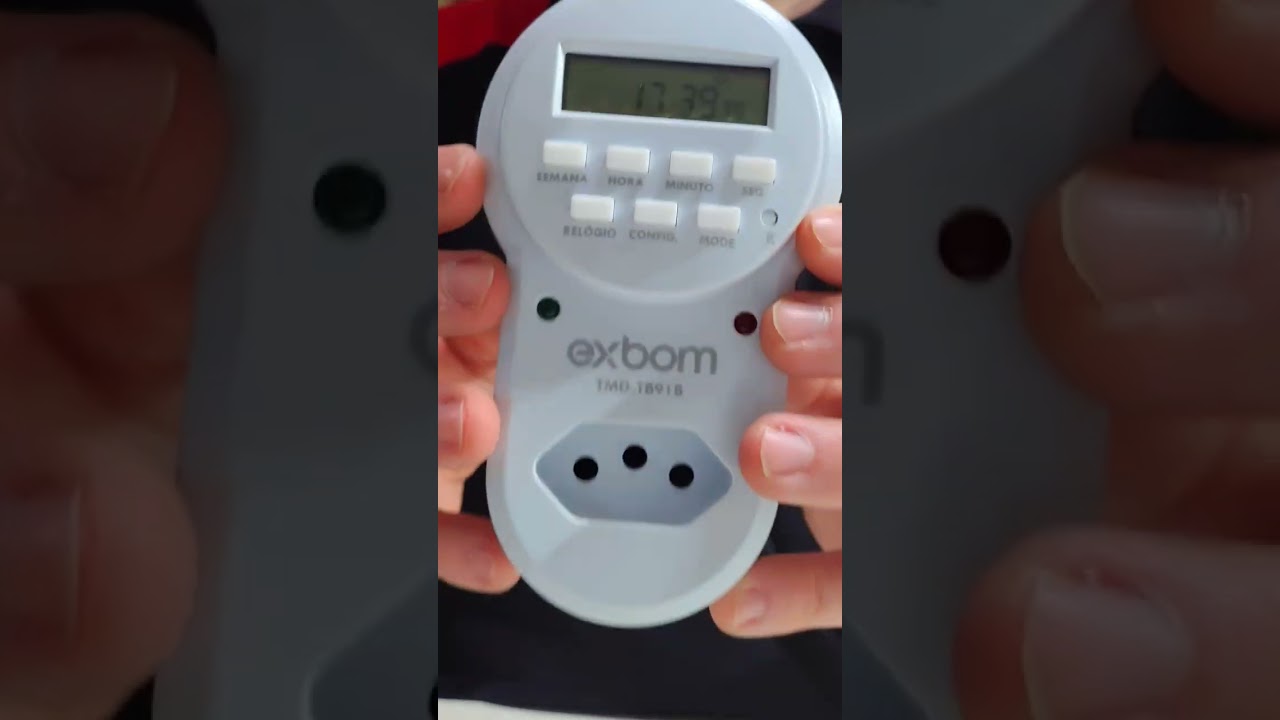 TIMER TEMPORIZADOR DIGITAL LCD PROGRAM&Aacute;VEL BIVOLT C/ PLUGUE E TOMADA - EXBOM