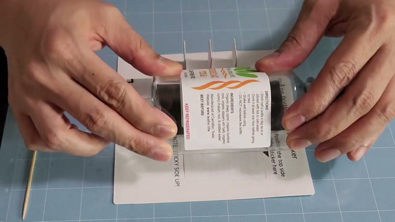 How to Perfectly Mount Label Stickers on Square Bottles.
