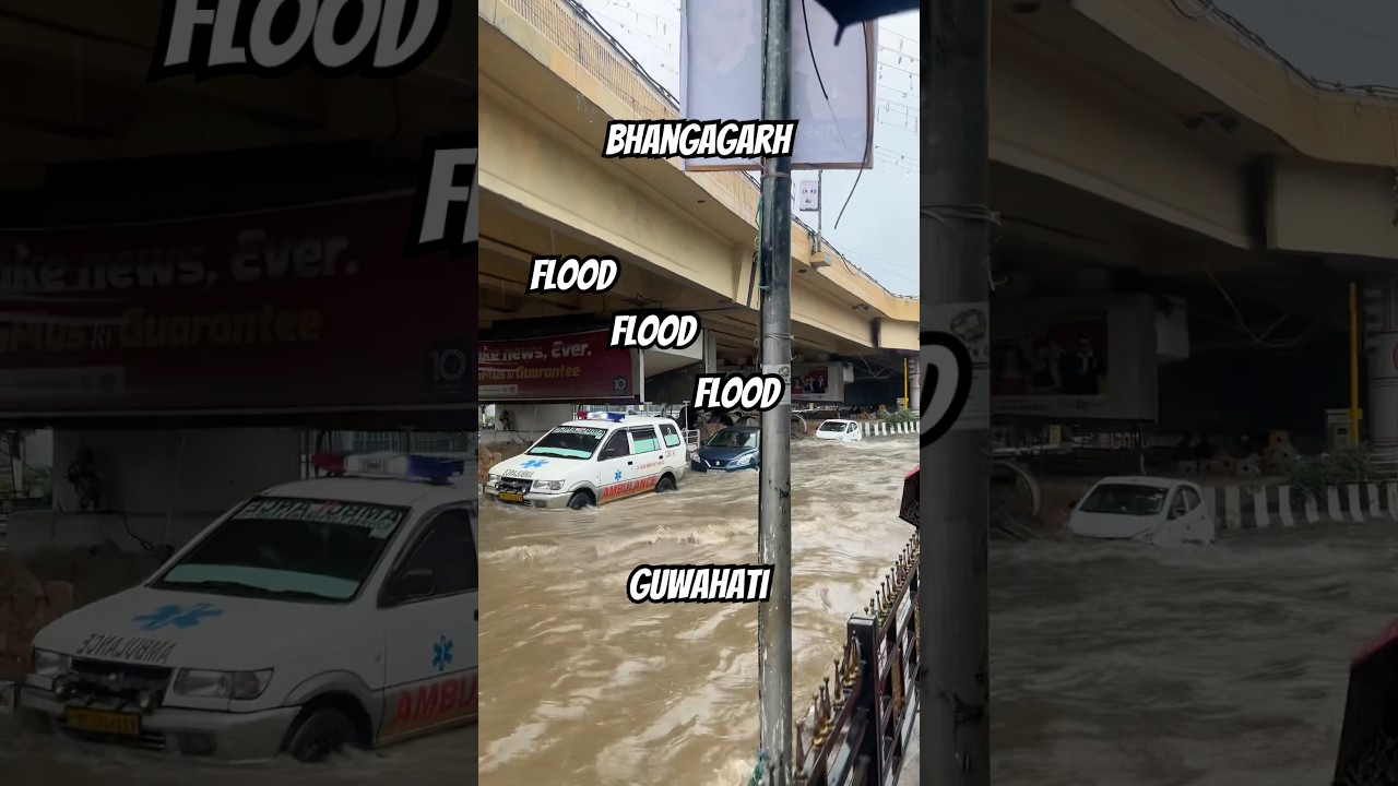 Flood in Guwahati😭#flood #assam #guwahaticity #rainyday #heavyrain #danger #breakingnews #live