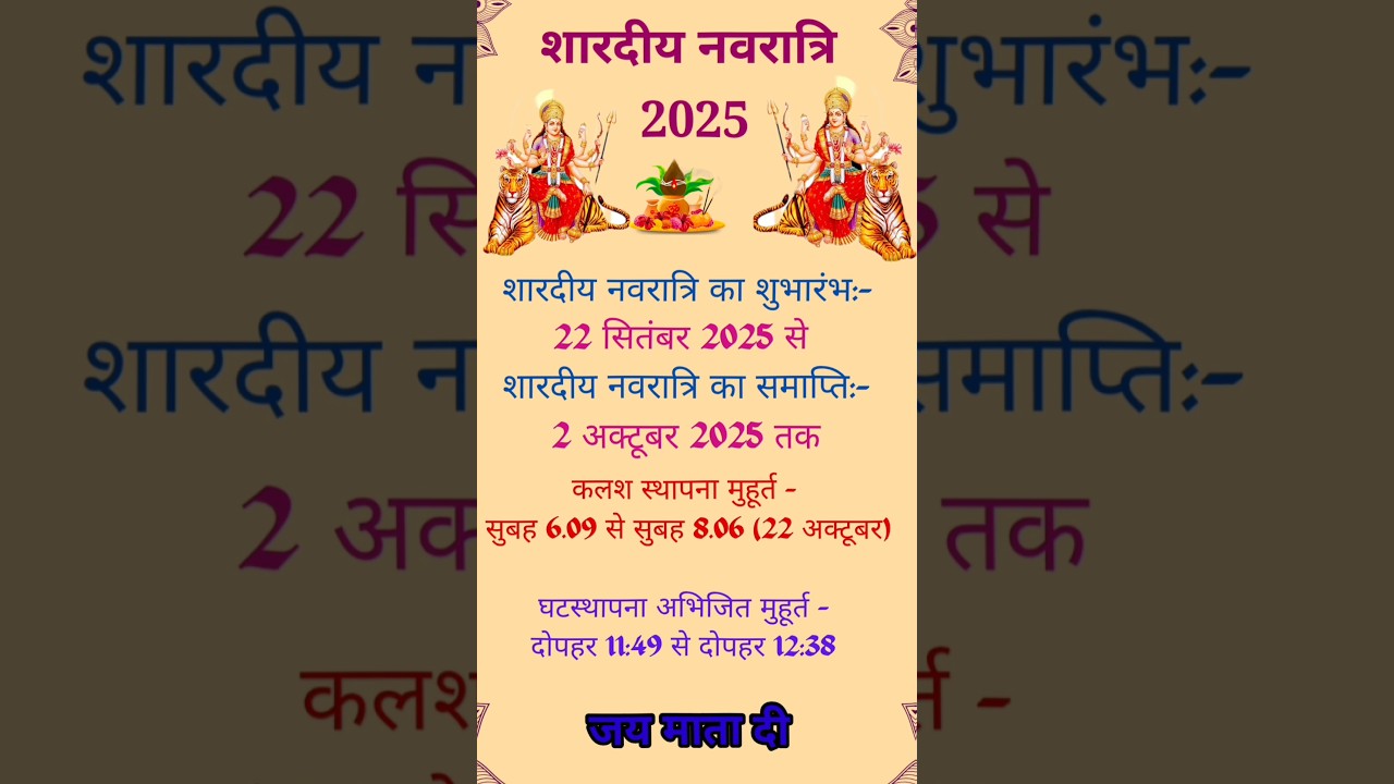 Shardiya Navratri 2025 Date Time | Durga Puja 2025 Dates | शारदीय नवरात्रि 2025 अष्टमी नवमी दशहरा कब