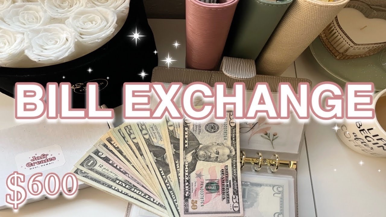 BILL EXCHANGE $600 | Happy Mail | Rose Forever Collab | February 2024 #cashstuffing