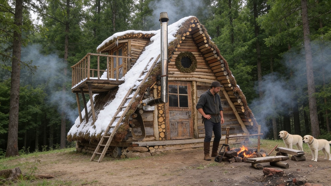 I Lived Alone in the Forest for a Full Year | Building a Bushcraft Cabin from Scratch
