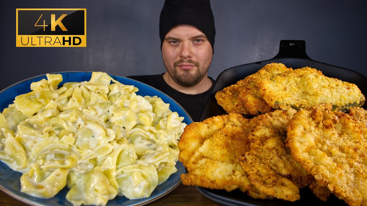 ASMR TORTELLINI GORGONZOLA & CRISPY PORK CUTLETS MUKBANG | DAVE KAY ASMR