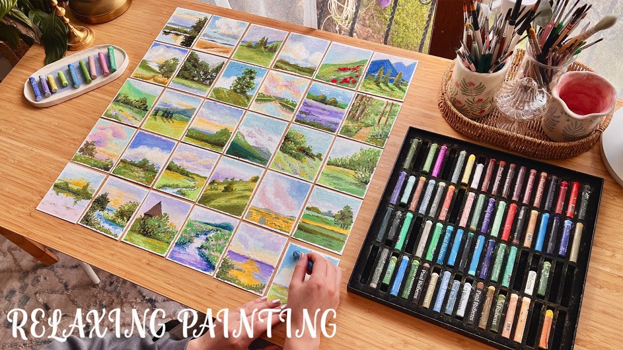 Relaxing Art Video 🌱 Easy Oil Pastel Landscape Painting Ideas