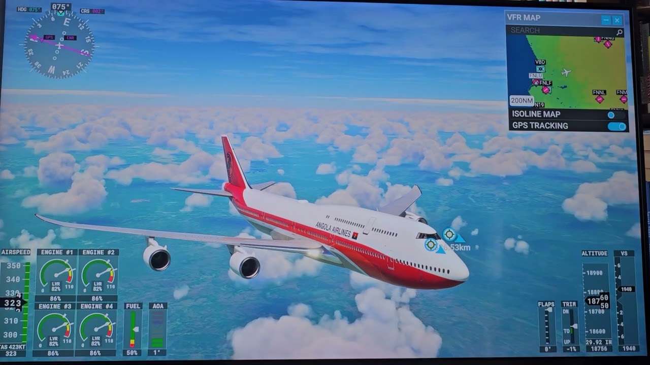Microsoft Flight Simulator - Luanda, Angola to Nairobi, Kenya (B747 TAAG Angola)