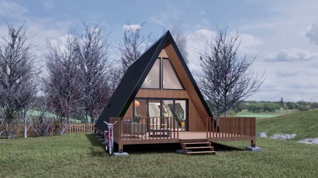 Modern A-Frame Tiny House Plan, A Frame Cabin Plans, Modern A-Frame House Plan | Custom AFrame Cabin