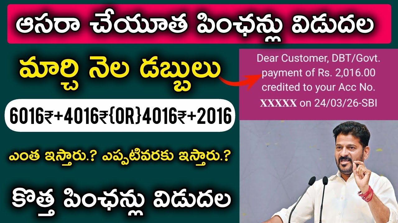 మార్చి నెల ఆసరా పింఛన్లు విడుదల | Telangana Asara Pensions Update 2026 | Cheyutha Pensions Telugu 