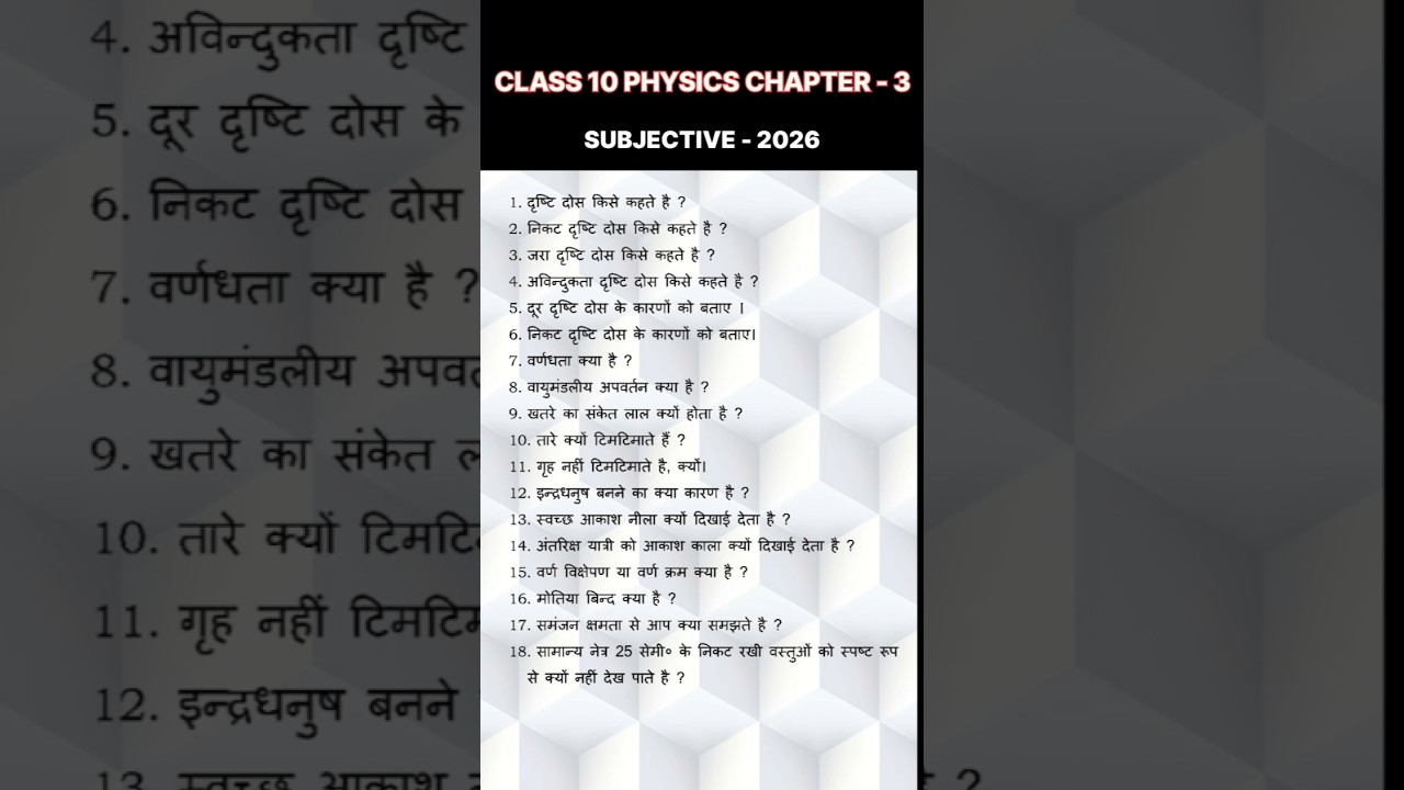 Class 10 Science Vvi Subjective Questions | Science Vvi  Subjective 2026 #shorts #short #trending