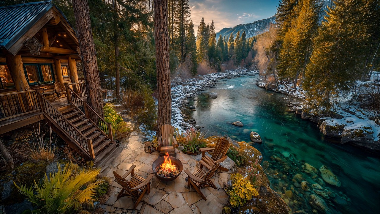A Small Cabin, A Moving River, and Birds in the Air 🌿 Pure Nature Calm