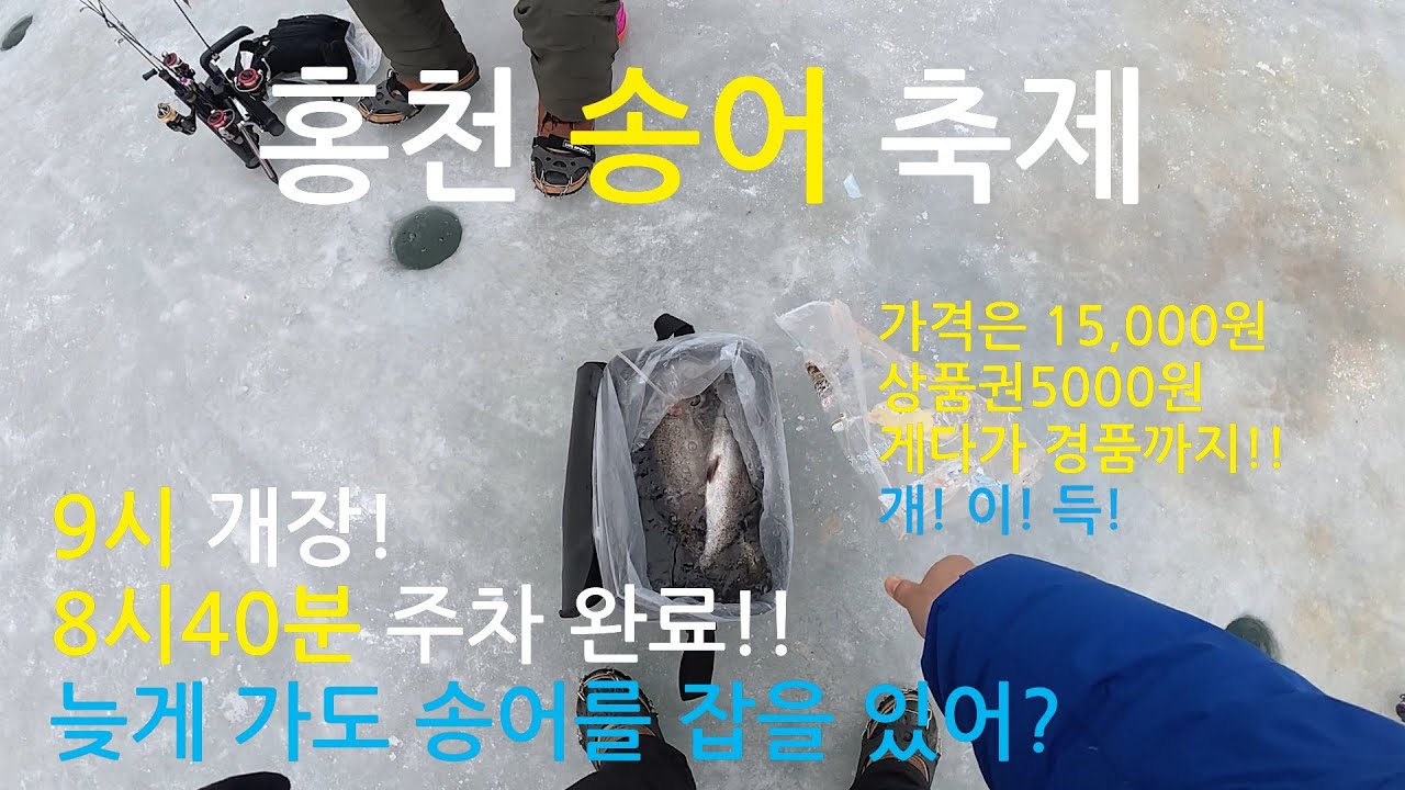 8시 40분 주차완료 늦어도 송어가 잡혀? 만오천원에 송어2+5000원상품권+우산 개이득!!