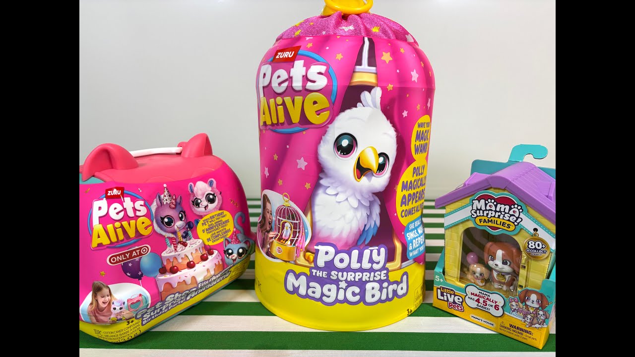 Pets Alive Polly the Surprise Magic Bird, Surprise Birthday Party & Little Live Pets Mama Surprise!