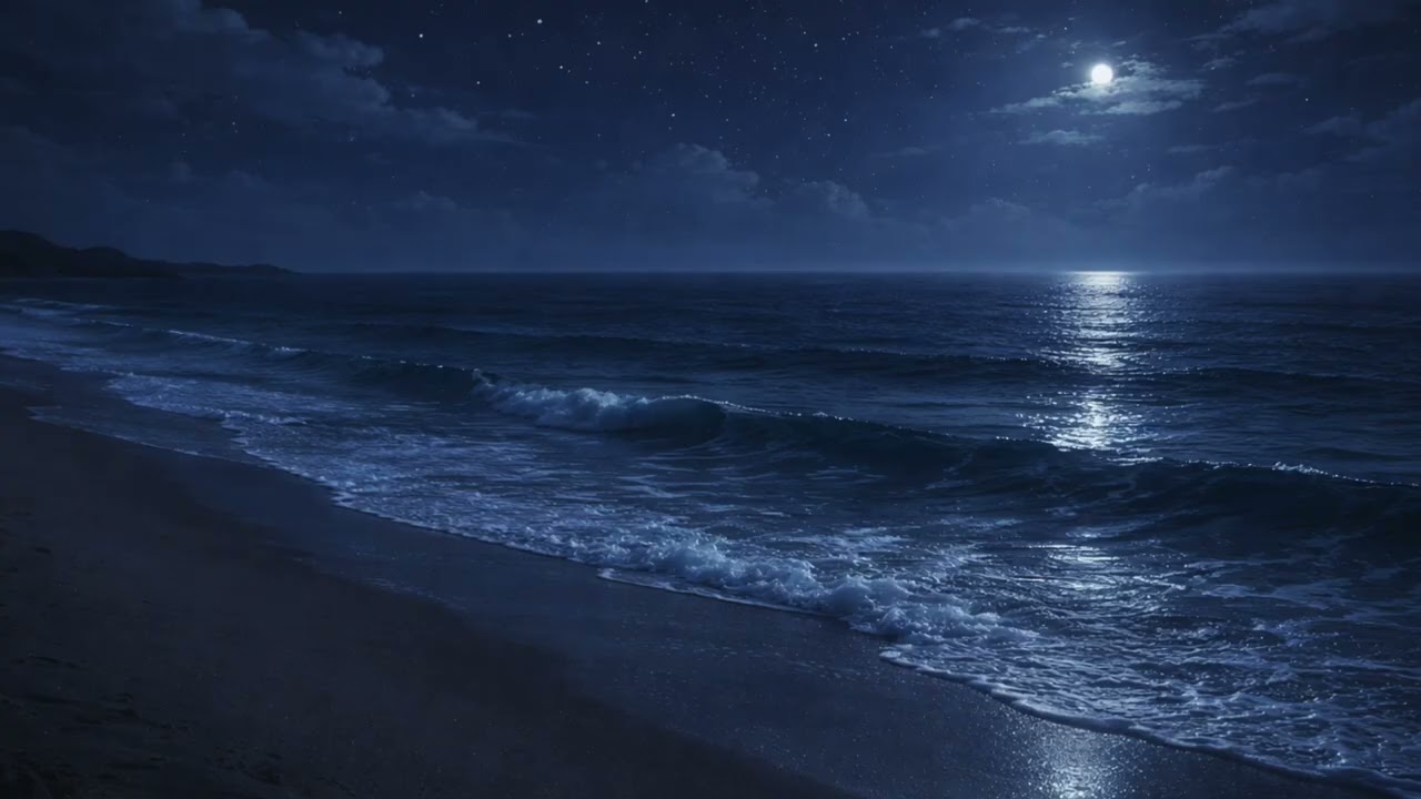 Night Ocean Waves for Deep Sleep 🌙 Slow Ambient Soundscape