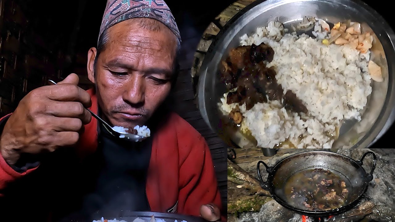 Jungle family cooking || village local Buff soup curry & rice ||