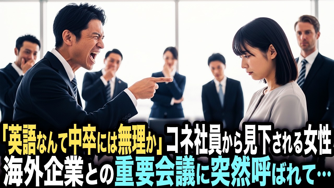 「今時、英語ぐらい話せないとｗ」コネ社員に見下される中卒の女性社員。海外企業との重要会議で無理難題を言われた結果…