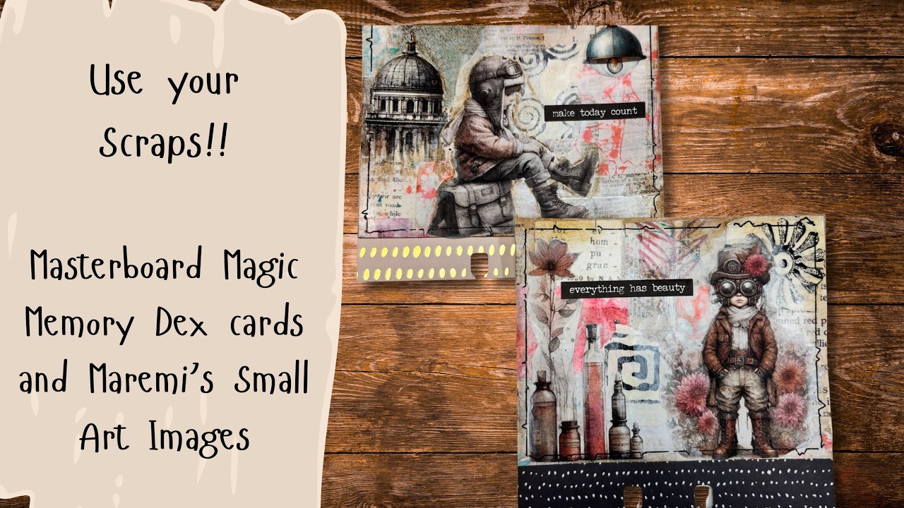 Scrap Paper Magic✂️ Memory Dex Cards from a Collage Masterboard and Maremi’s Small Art Images