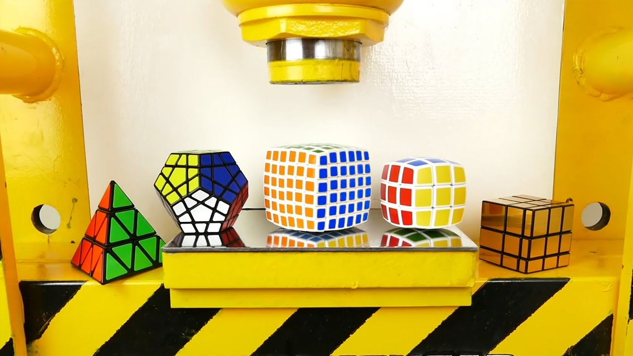 Hydraulic Press VS Rubik Cubes! V-cube, Pyraminx, Megaminx, Mirror Cube, Golden Cube