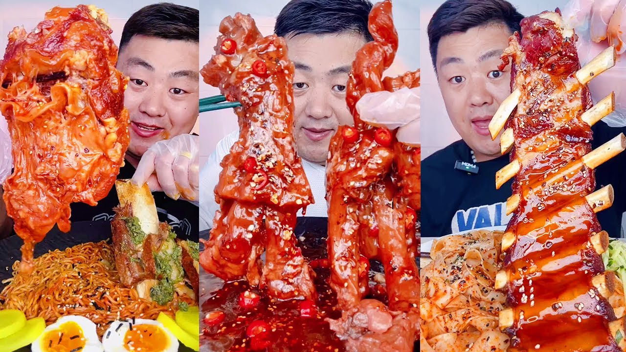 【MUKBANG】SPICY BEEF TENDON | BEEF RIBS | BRAISED PORK RIBS