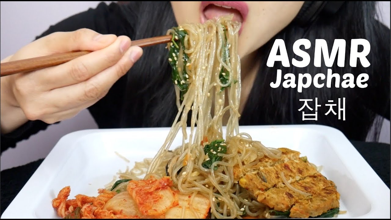 ASMR Japchae (Eating Sounds + Recipe) | SAS-ASMR