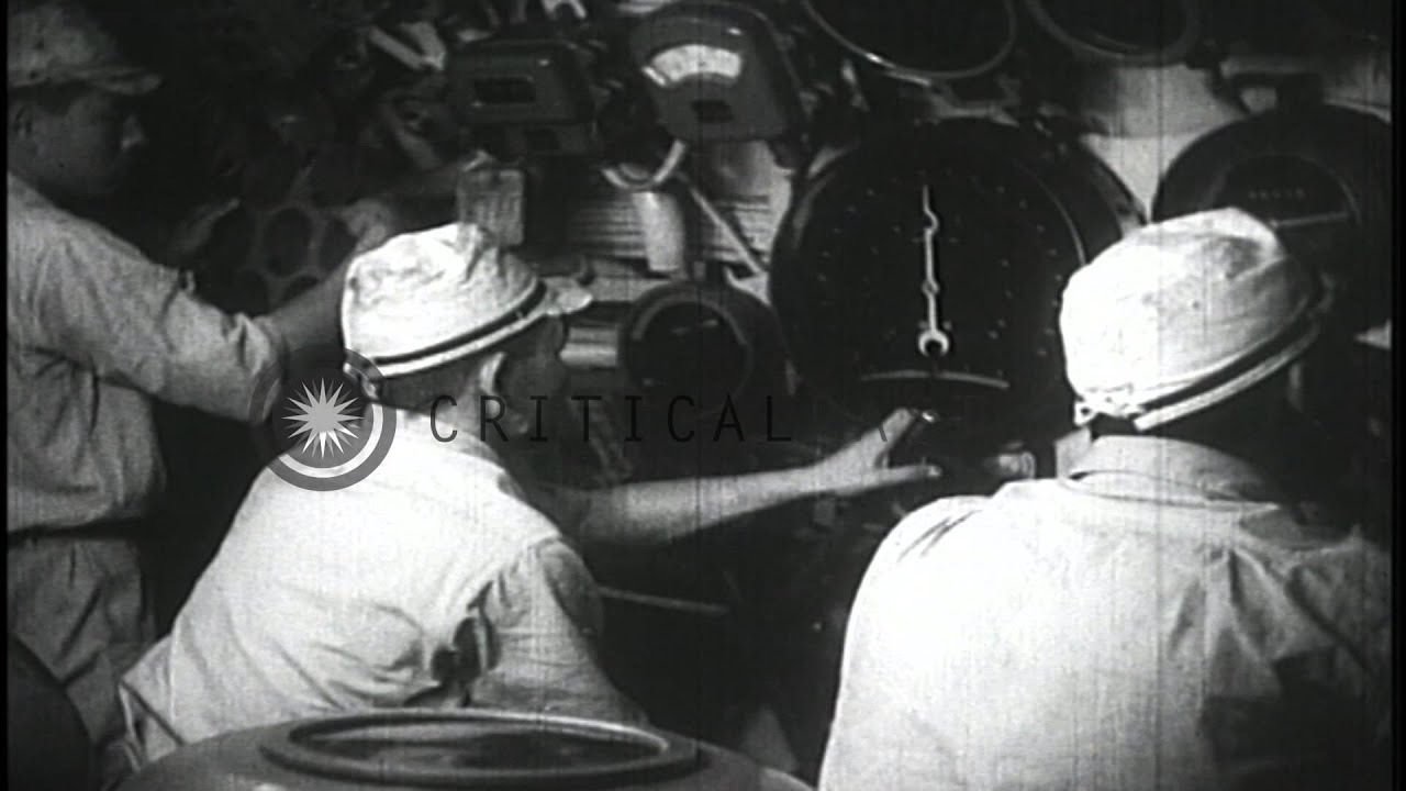 Lockout emergency on Japanese submarine for diving underwater. HD Stock Footage