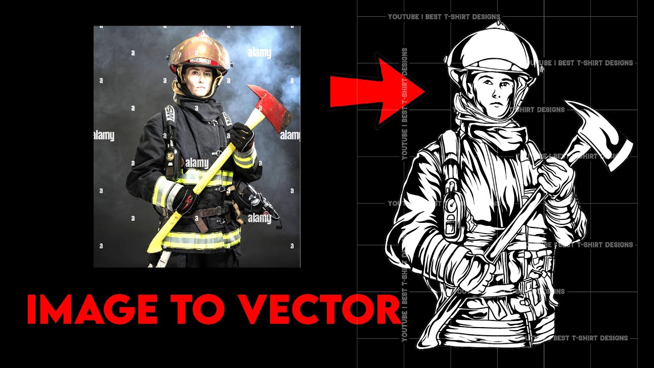 Image To Vector | Speed Art | FIREFIGHTER Illustration in Adobe Illustrator | Best T-Shirt Designs