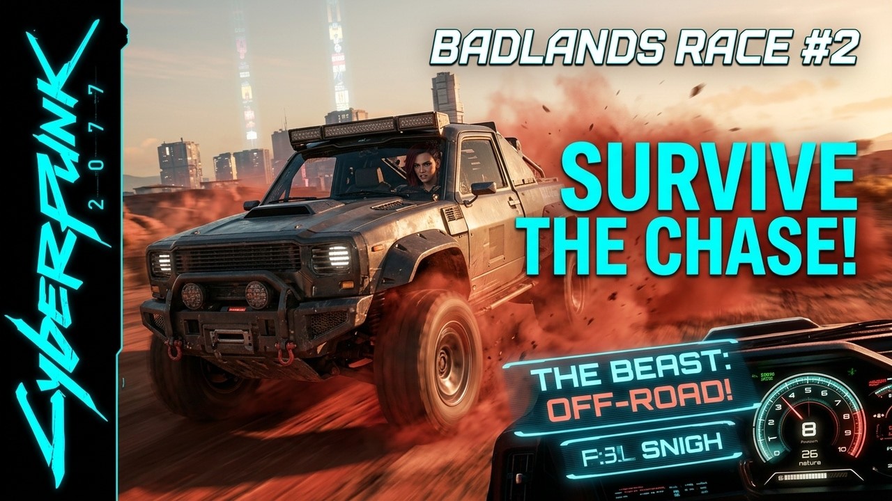 Cyberpunk 2077. Race #2, Racing through The Night City Badlands