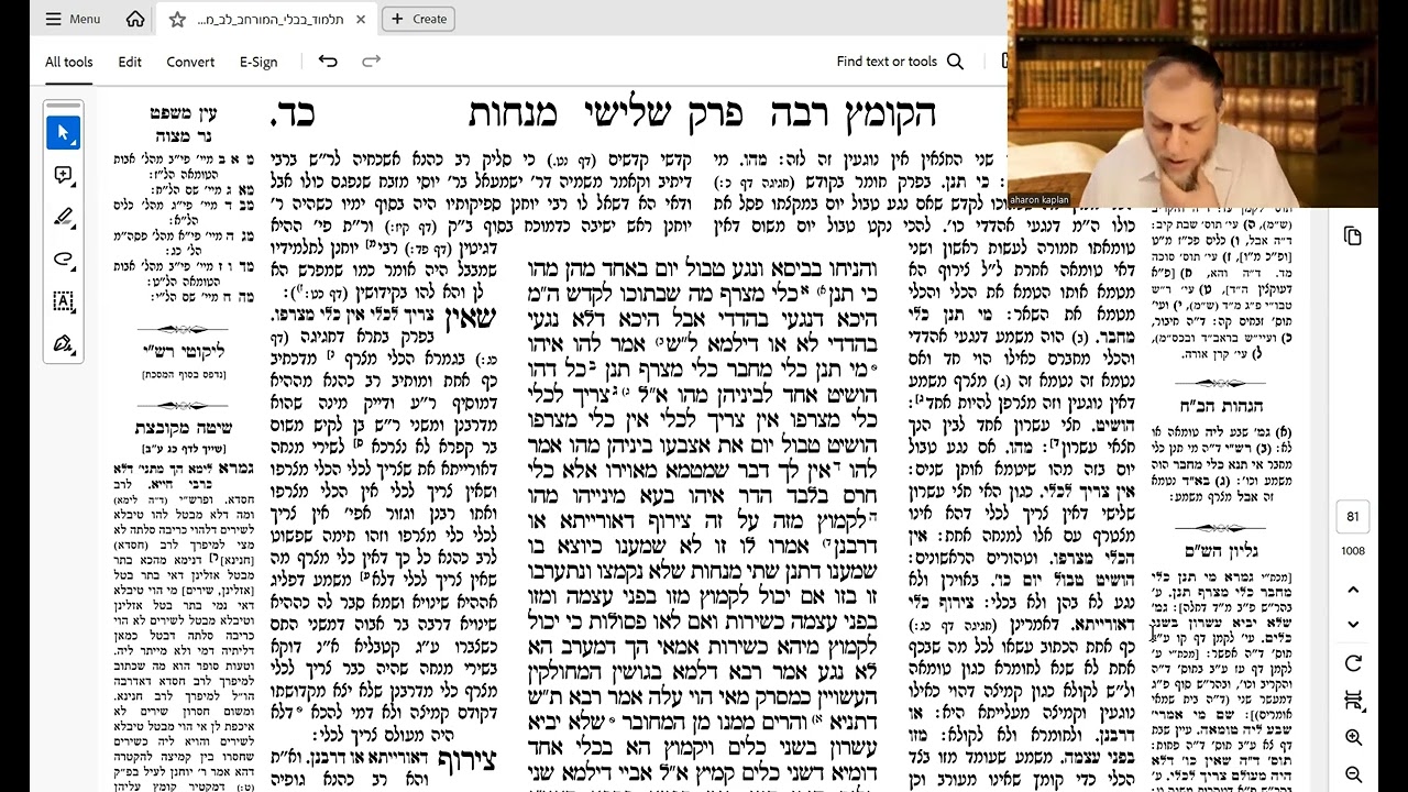 הדף היומי מסכת מנחות דף כד הרב אהרן קפלן