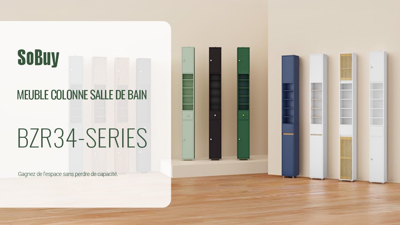 SoBuy Meuble Colonne Salle de Bain丨Armoire de Rangement Étroite丨Meuble avec Tiroir丨BZR34