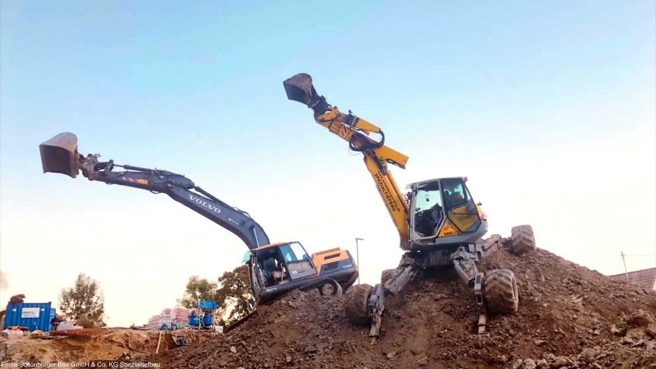 Schönberger Bau GmbH & Co. KG, HZV, Menzi Muck M 545, Kettenbagger, Mischanlage, Hangsicherung