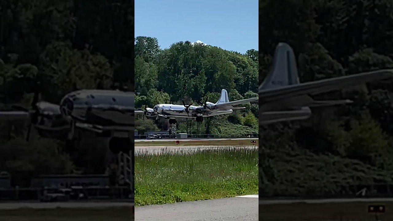 B-29 &ldquo;Doc&rdquo; bouncy landing at Boeing Field #aviation #flight #airport
