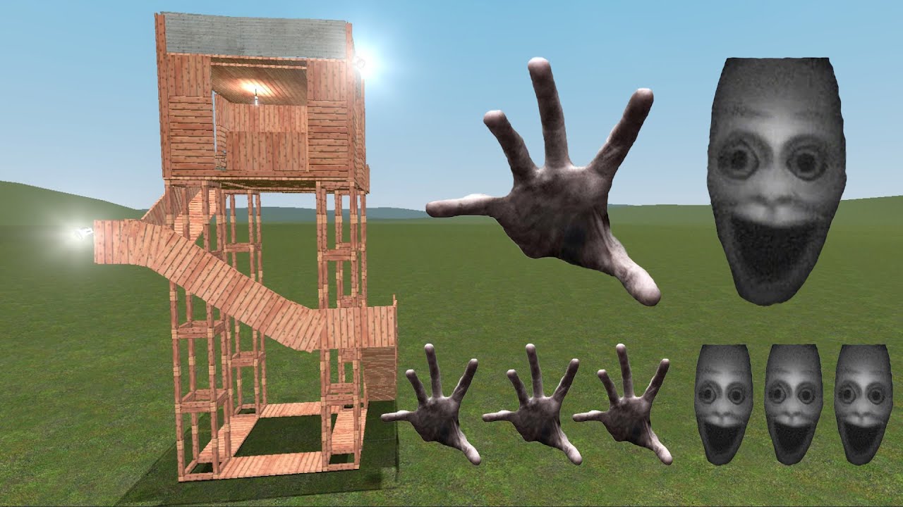 Страшная рука и жонглер Nextbot против башен в Garry's Mod