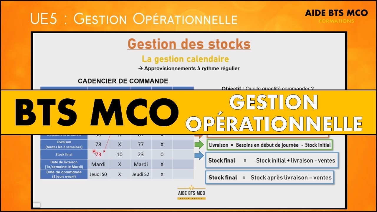 AIDE BTS MCO | La gestion des stocks CALENDAIRE | Comment ça marche ? | U5 GESTION OPÉRATIONNELLE