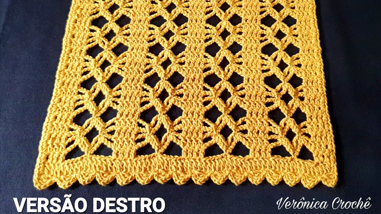 🌼 Caminho de mesa em croche/Trilho de mesa em croche/Passo a passo/Para iniciantes(Versão destro)