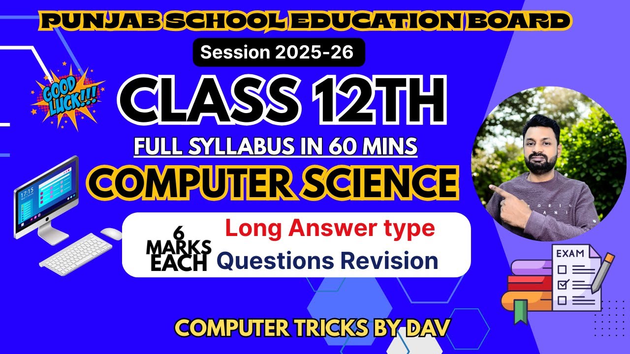 Last Minute Revision: Class 12 Computer Science Important Questions | #computertricksbydav