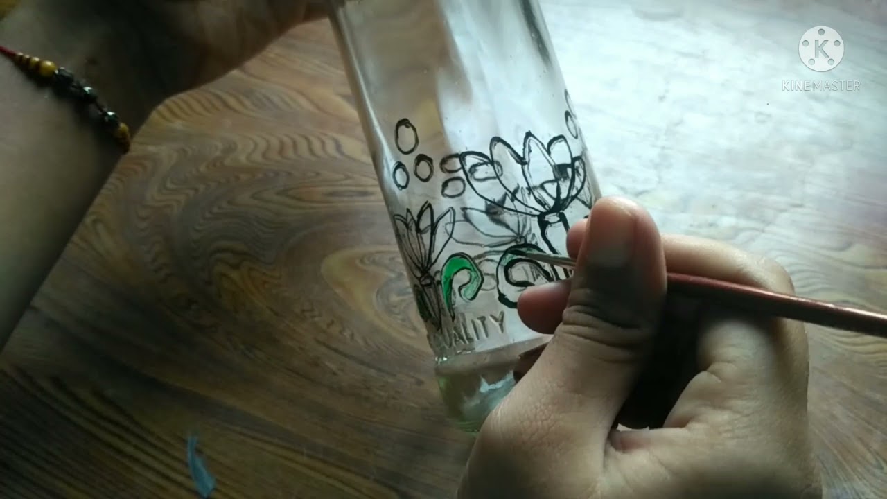 glass painting tutorial on glass bottle | bottle art | explore with Parul 🌸