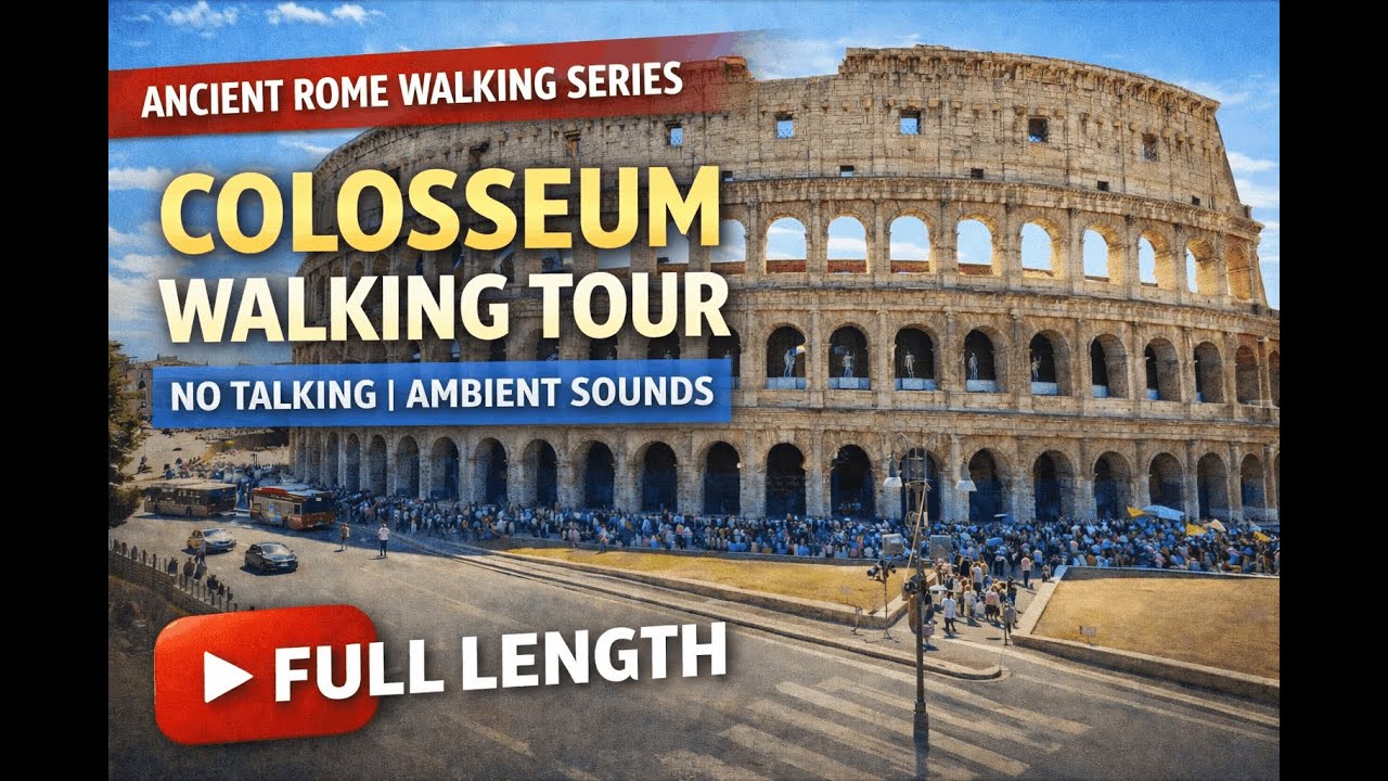 4K Colosseum Walking Tour, Rome | No Talking • Ambient Sounds • Full Walk