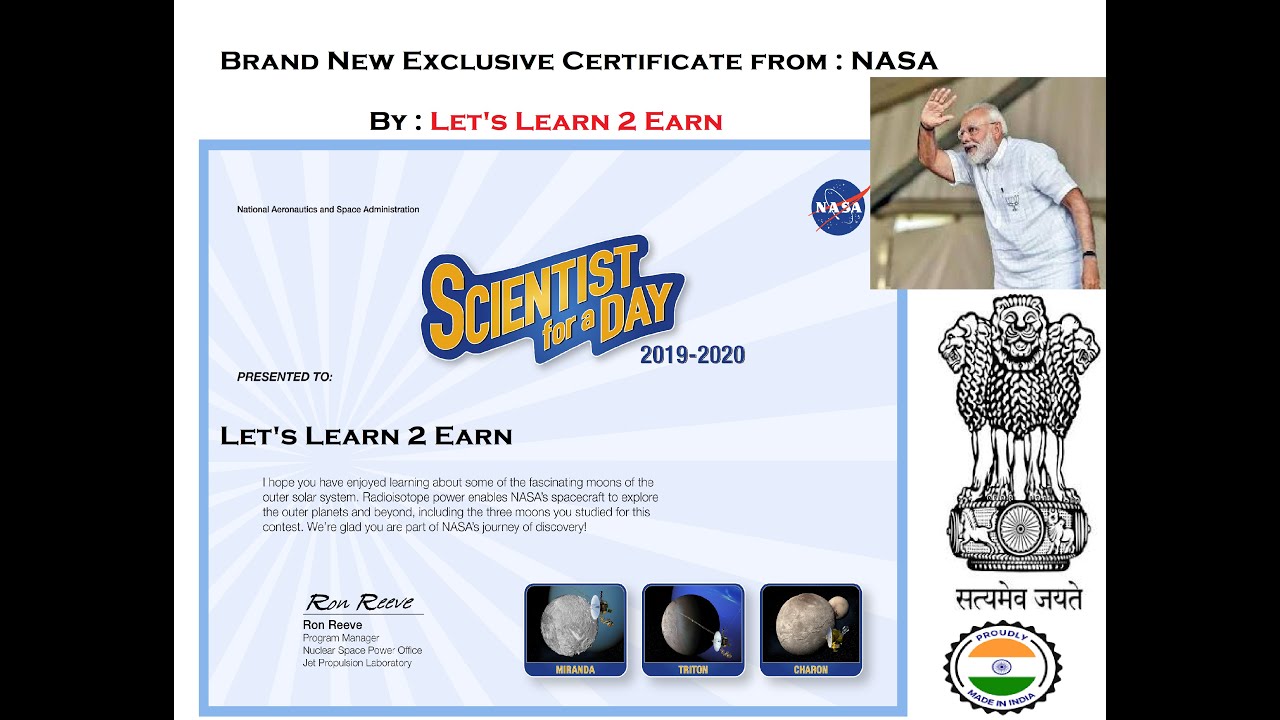 NASA II Free Certificate II Scientist of the Year Certificate II Free Off-Cost