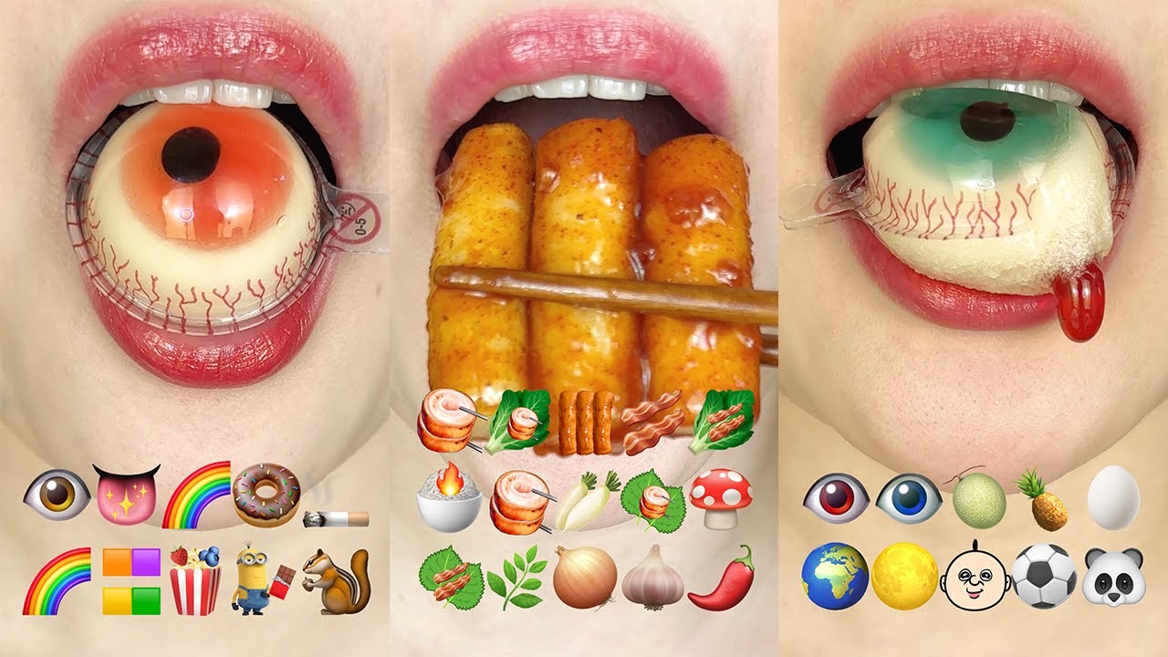 asmr 10 MINUTES EMOJI FOOD MUKBANG SATISFYING & RELAXING 당비 10분 이모지 먹방 모음집 eating sounds