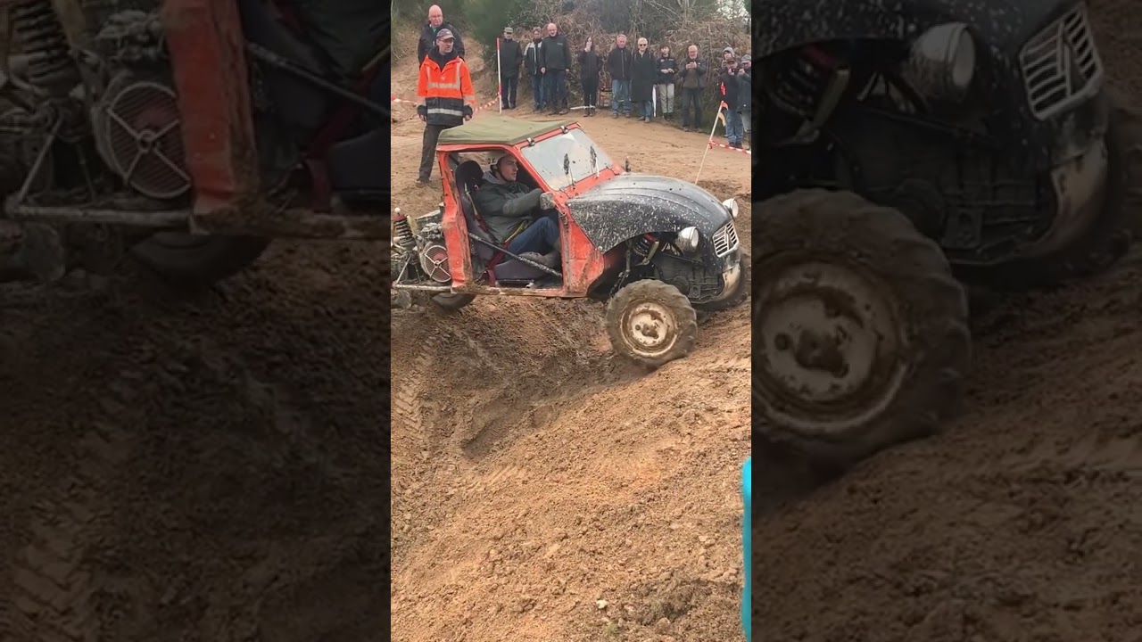Citroen 2cv 4x4 artisanale en trial, impressionnant !