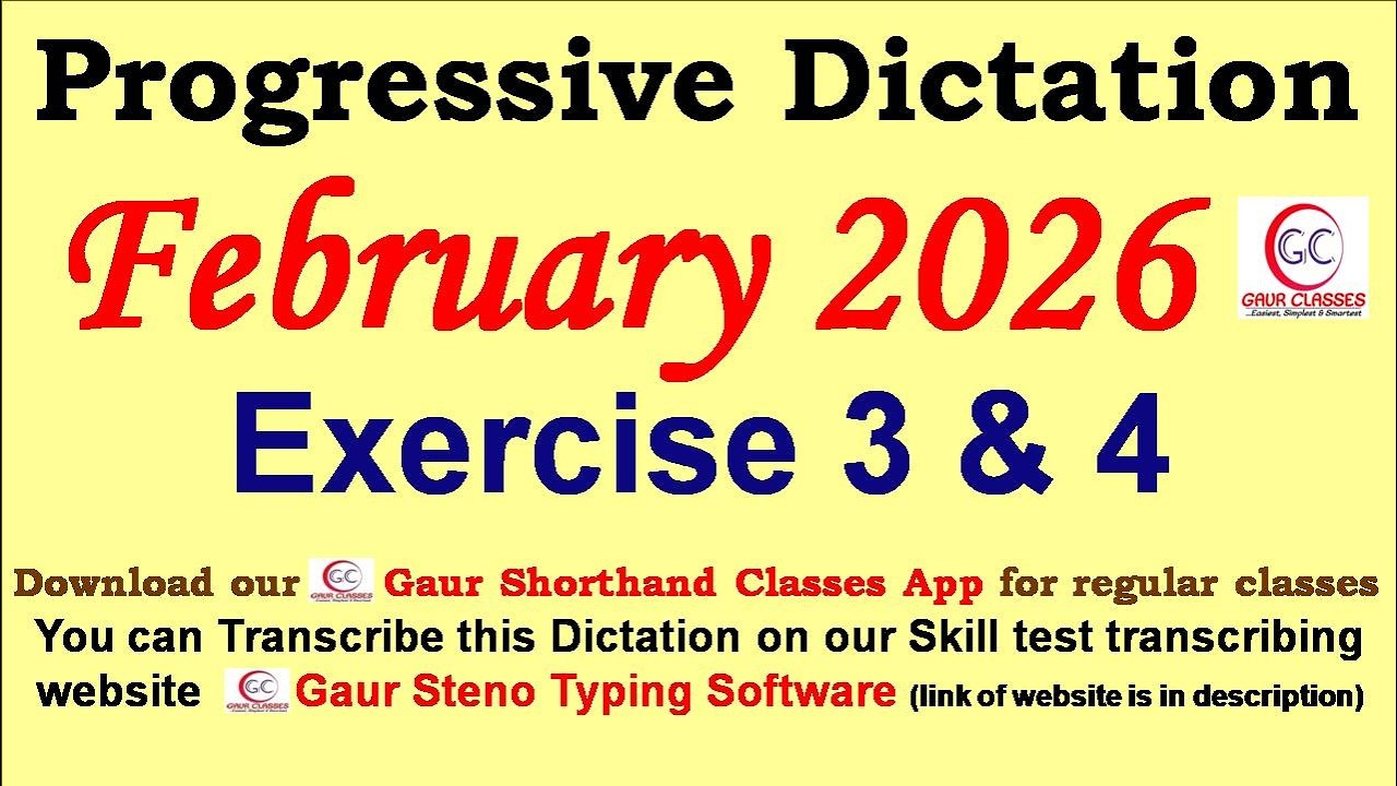 Progressive February 2026 Dictation 80 WPM 100 WPM || Gaur Shorthand Classes | SSC English Shorthand