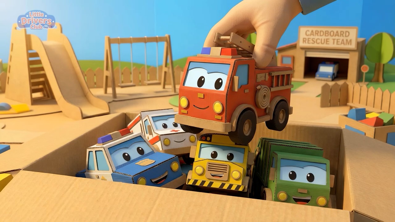 🚨 Cardboard Rescue Team Saves the Day! 🚒 Fire Truck, Police Car & Ambulance | Fun Kids Car Cartoon