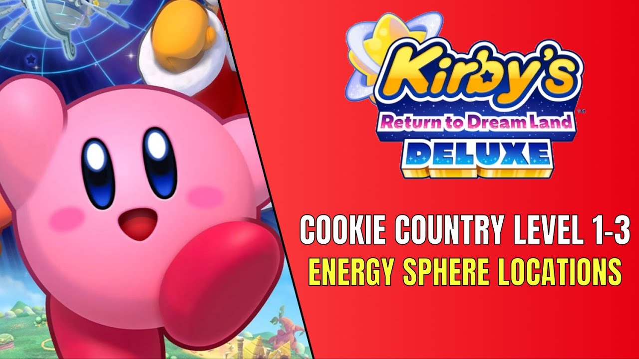 Kirby Return To Dreamland Deluxe Cookie Country Level 1-3 All Energy Sphere Location