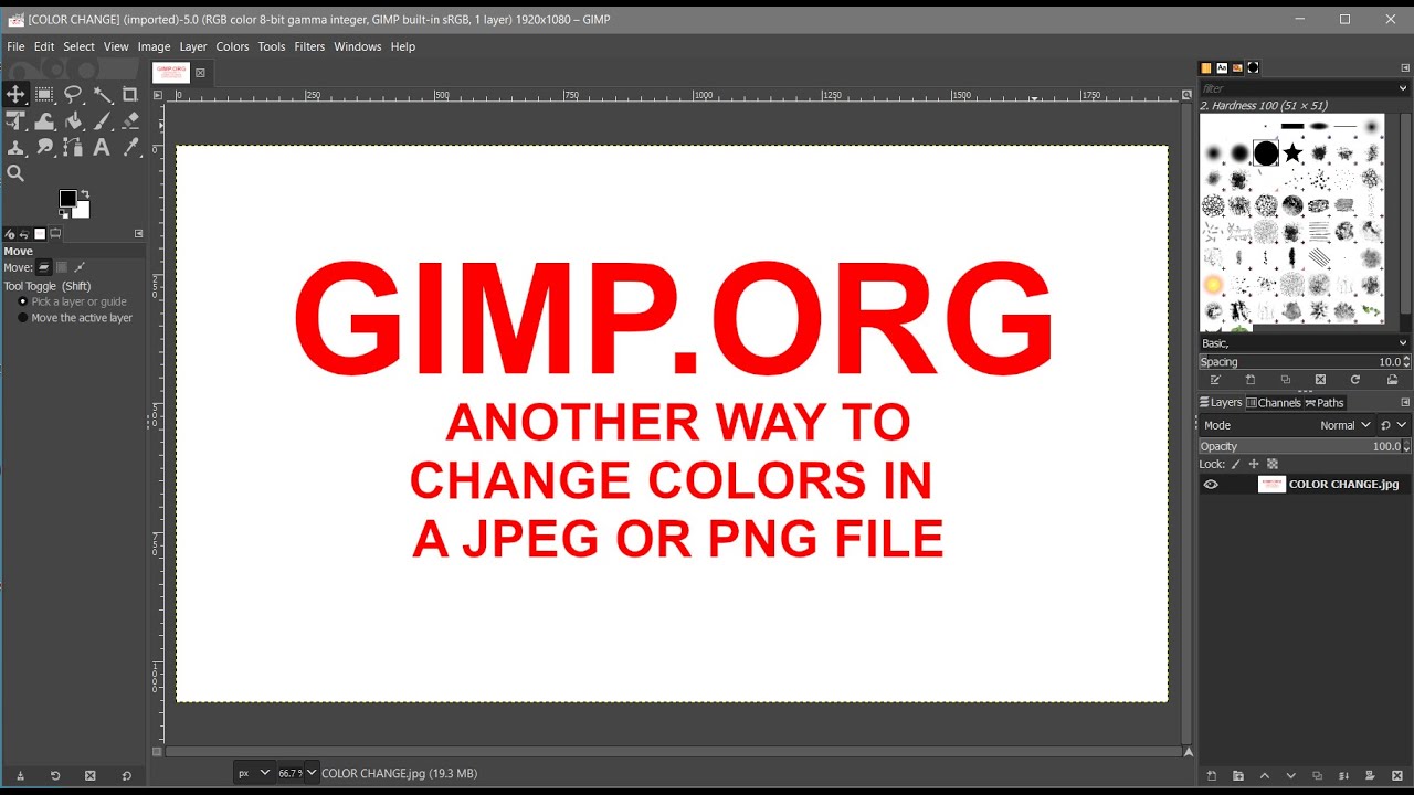 GIMP USING THE PAINT BUCKET TO CHANGE COLORS IN JPEG OR PNG FILES